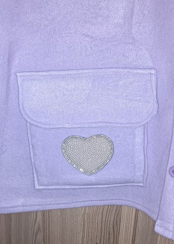 lila polar düğmeli Kadın yelek - Görsel 3