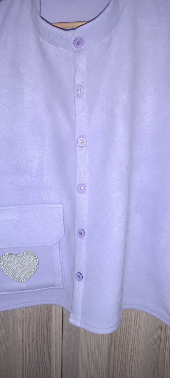 lila polar düğmeli Kadın yelek - Görsel 2