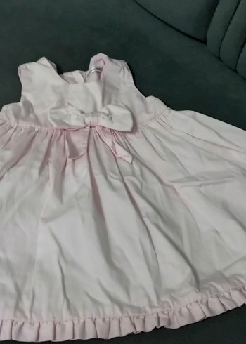 9-12 Ay Beden Kız Çocuk Pembe Fırfırlı Kolsuz Elbise