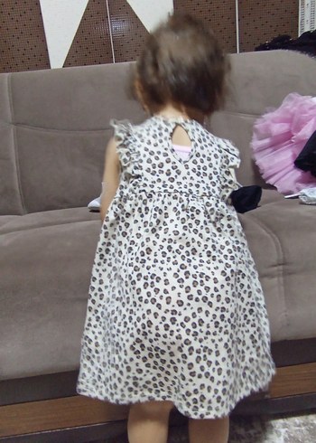 LC Waikiki Kız Çocuk Leopar Desenli Fırfırlı Elbise