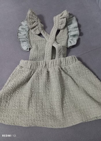 9-12 Ay Beden Kız Çocuk yeşil Fırfırlı Elbise
