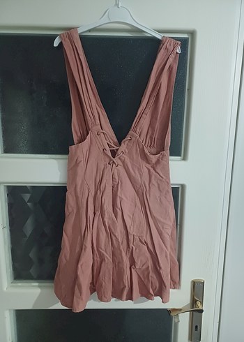 Pembe V Yakalı Kolsuz Mini Elbise - Görsel 2