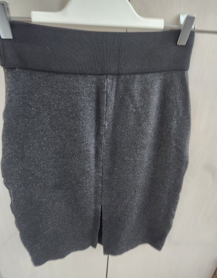 Gri diz boyu Kalem Etek - Görsel 4