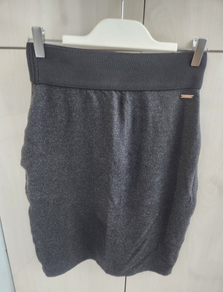 Gri diz boyu Kalem Etek - Görsel 5