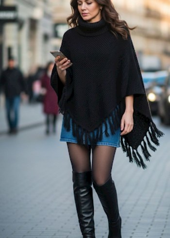 Püsküllü Siyah
 Panço - Görsel 3