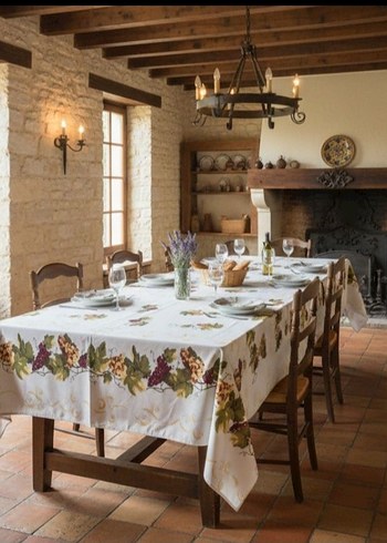 BaskFransız provencia  Modern Klasik krem rengi Masa Örtüsü - Görsel 8