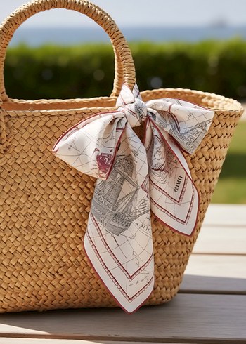 Beyaz Gri Desenli Kadın Fular - Görsel 4