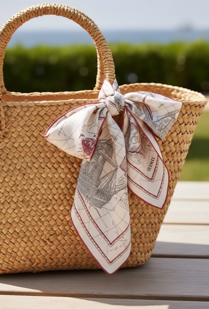 Beyaz Gri Desenli Kadın Fular - Görsel 4