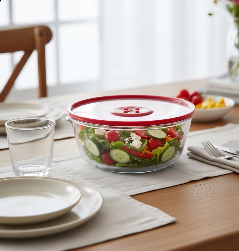 Bordo Renkli Anında Vakumlu Gıda Kapaklı Saklama Kabı - Görsel 2