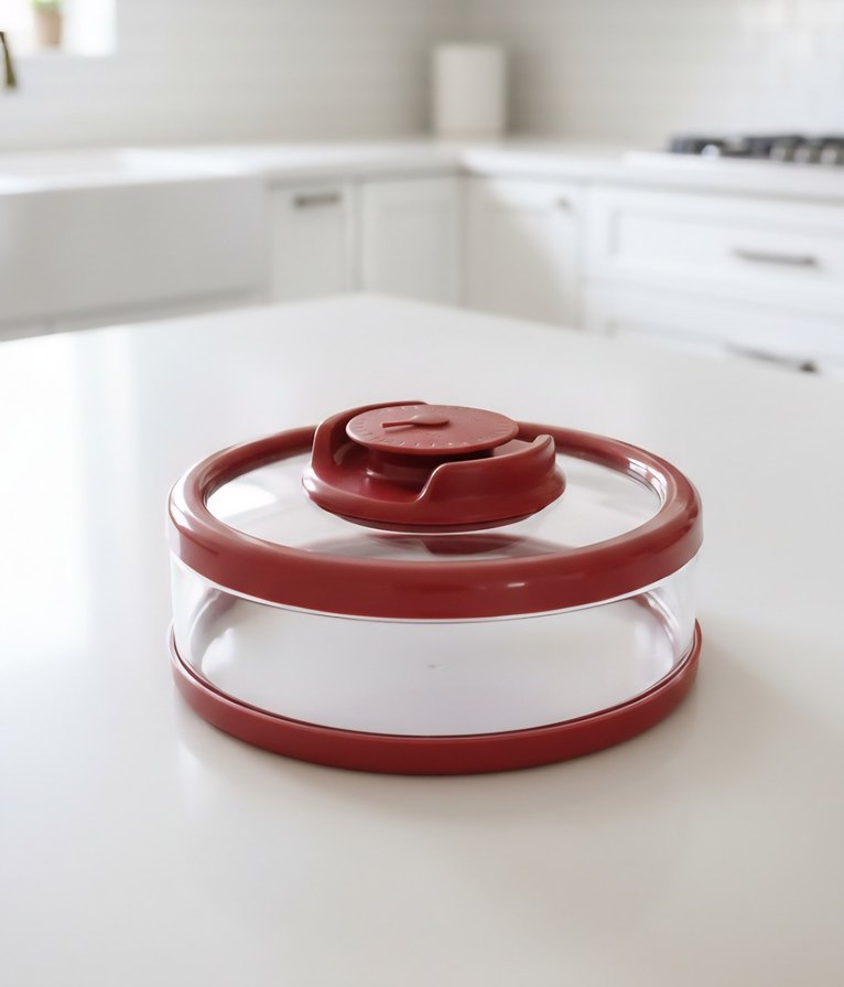 Bordo Renkli Anında Vakumlu Gıda Kapaklı Saklama Kabı - Görsel 3