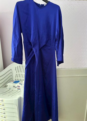 Uzun Kollu Mavi Salaş Kadın Elbise
