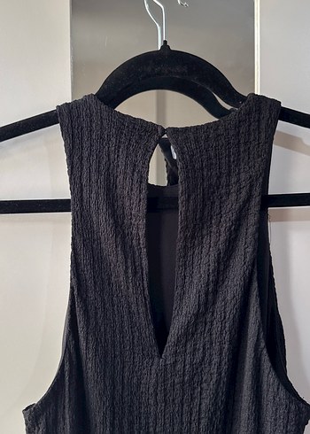 Siyah Yüksek Kolsuz Triko Elbise - Görsel 5