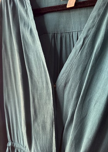 Uzun Kollu Turkuaz elbise - Görsel 4