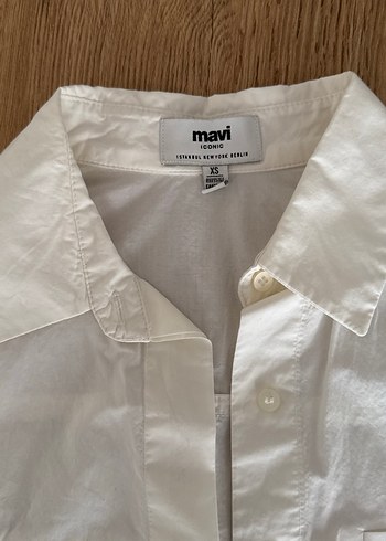 Beyaz crop Düğmeli Kadın Gömlek - Görsel 2