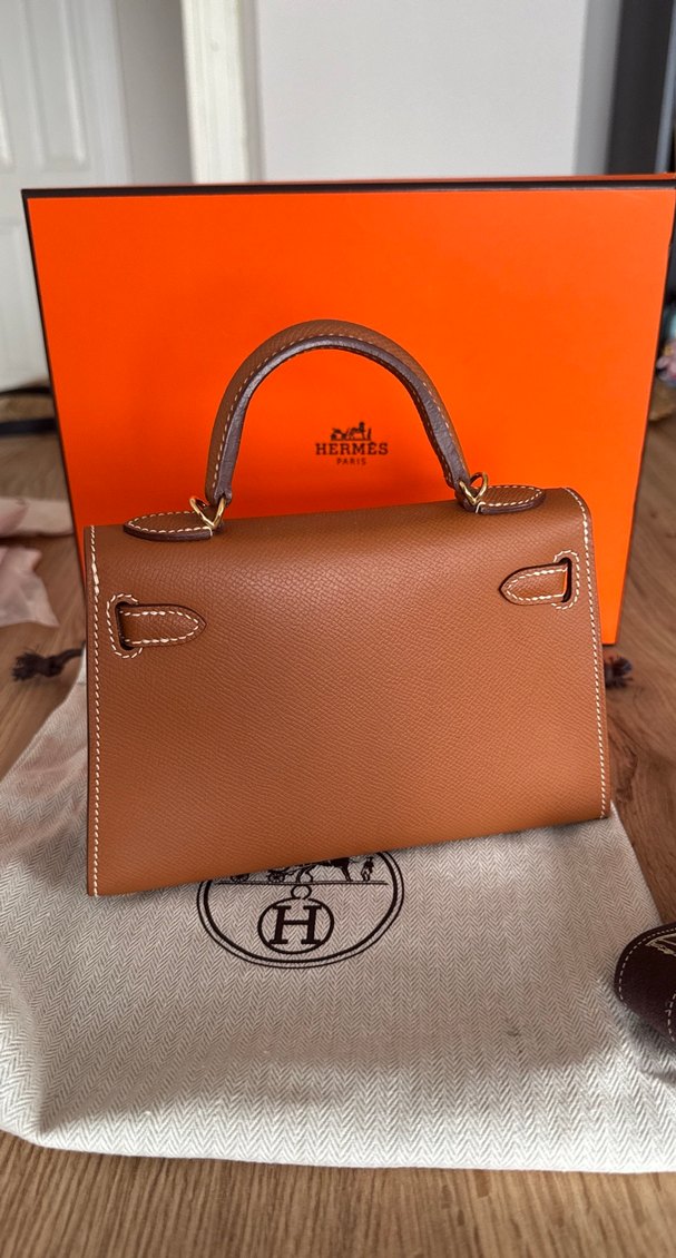 Bej Deri Kadın Çanta Tokalı mini Kelly - Görsel 3