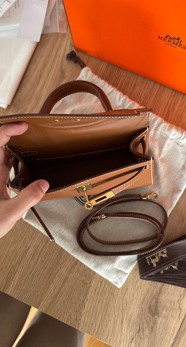 Bej Deri Kadın Çanta Tokalı mini Kelly - Görsel 4