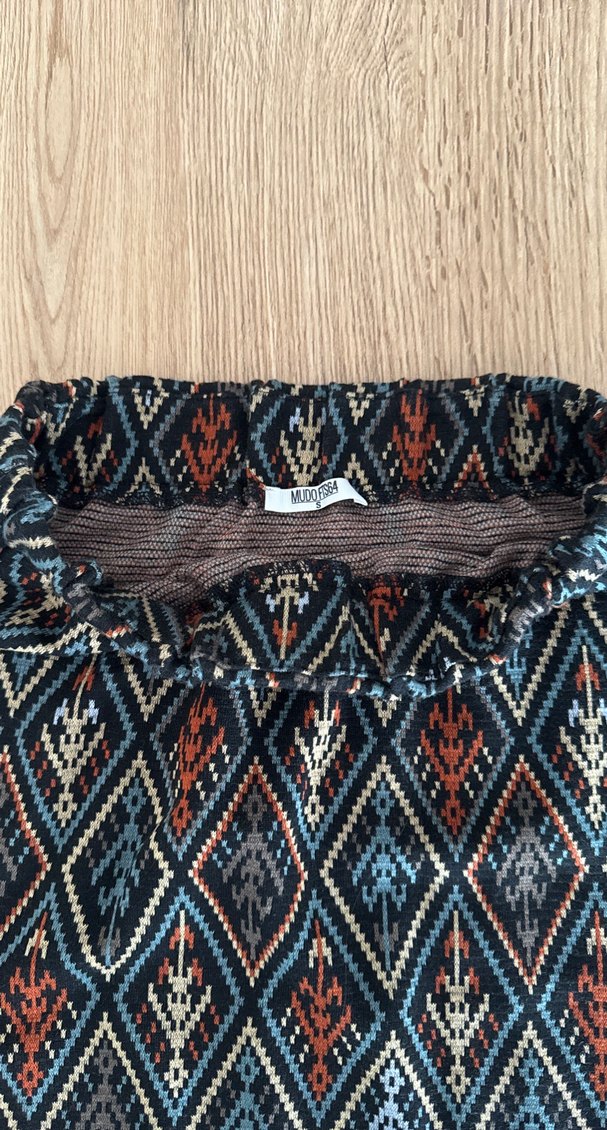 Bohem Çok Renkli Örgü Mini Etek - Görsel 2