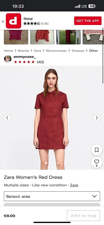 Zara Zara Kırmızı Elbise