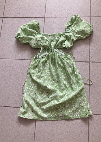 Yeşil Bohem Straplez Mini Elbise