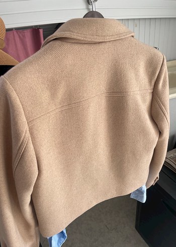 Zara Zara kaşe Düğmeli Bej Midi Kadın Yün Kaban