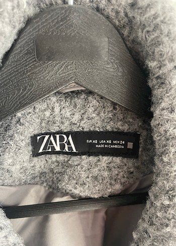 Zara Zara Gri Kısa kaşe Peluş Kadın Ceket