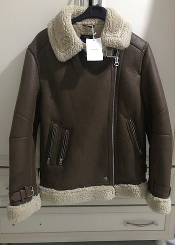 Bershka Kürklü Kahverengi Deri Kadın Ceket
