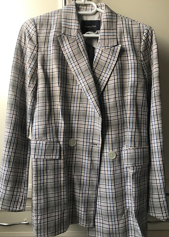Düz Renk Gri Midi Kadın Blazer Ceket