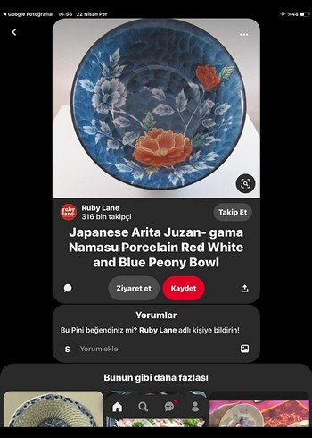 Japon damgalı vintage dekoratif tabak - Görsel 6