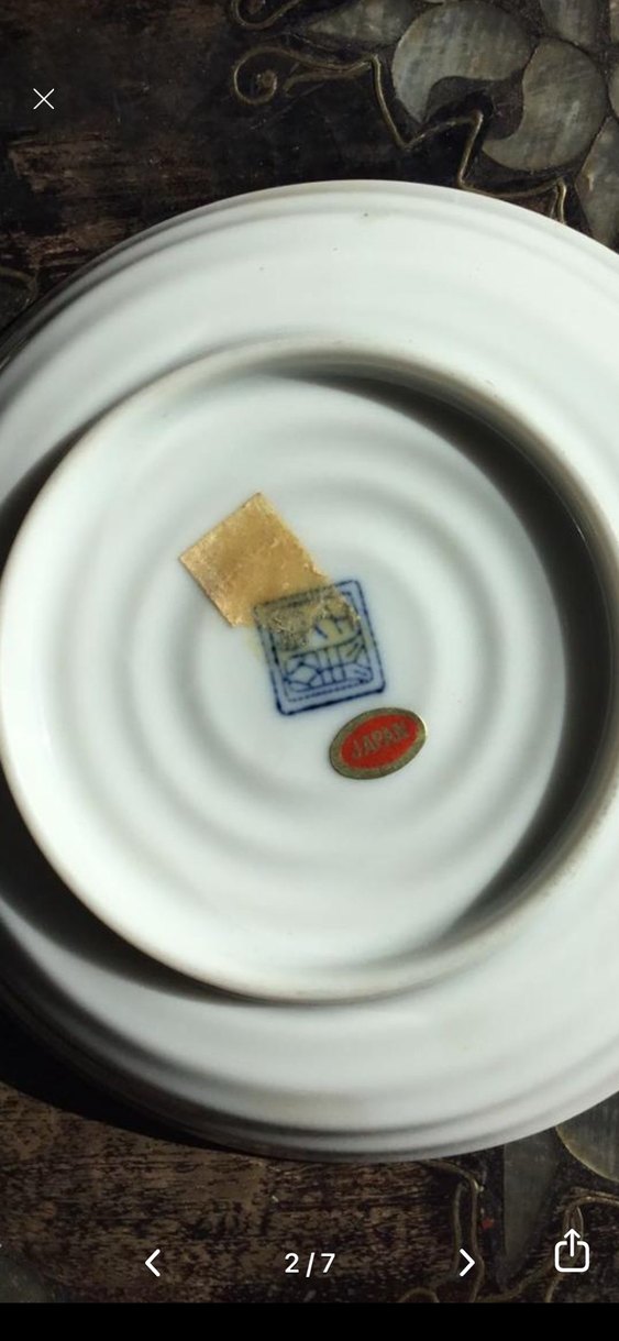 Japon damgalı vintage dekoratif tabak - Görsel 4