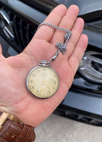 Nacar Vintage Gri Altın Cep Saati