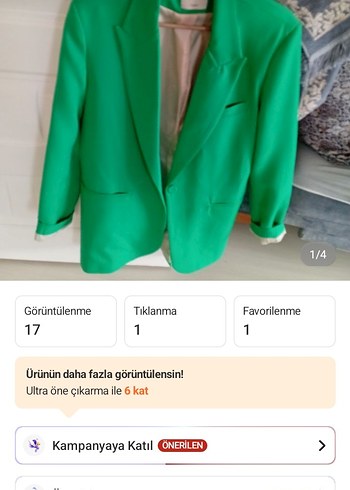 Yeşil Notch Yaka Midi Blazer - Görsel 2