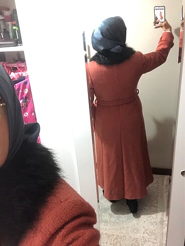 Matez marka yakası kürklü kaliteli astarlı kaşe kaban - Görsel 7