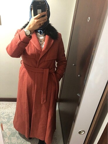 Matez marka yakası kürklü kaliteli astarlı kaşe kaban - Görsel 8