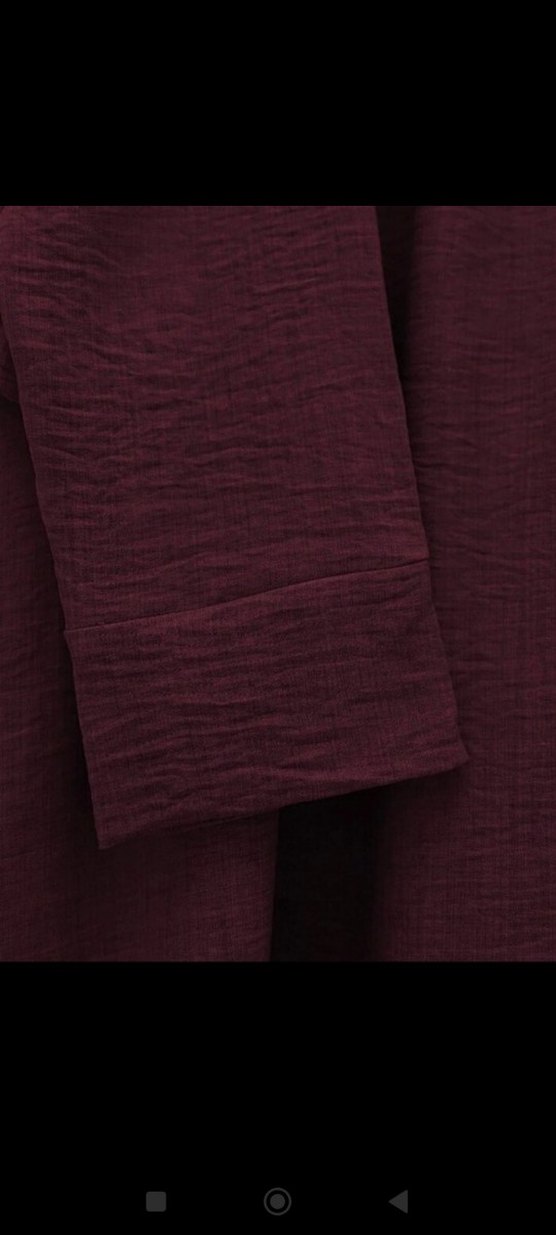 Bordo Uzun Bol Kesim Keten Takım - Görsel 3