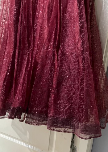 Bordo İşlemeli Uzun Kollu Kadın Elbise - Görsel 3