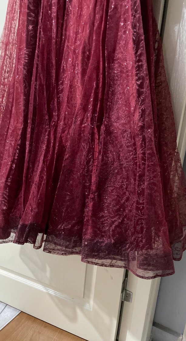 Bordo İşlemeli Uzun Kollu Kadın Elbise - Görsel 3