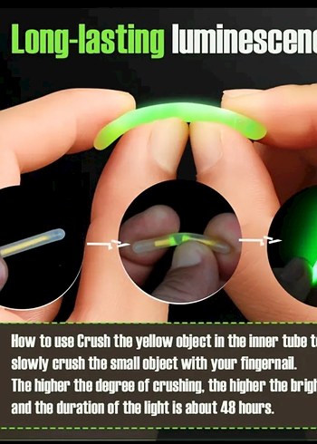  Glow stick, fosforlu, Parlak Balıkçılık Çubukları