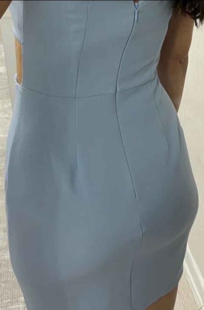 Tokalı Mavi Mini Elbise - Görsel 3