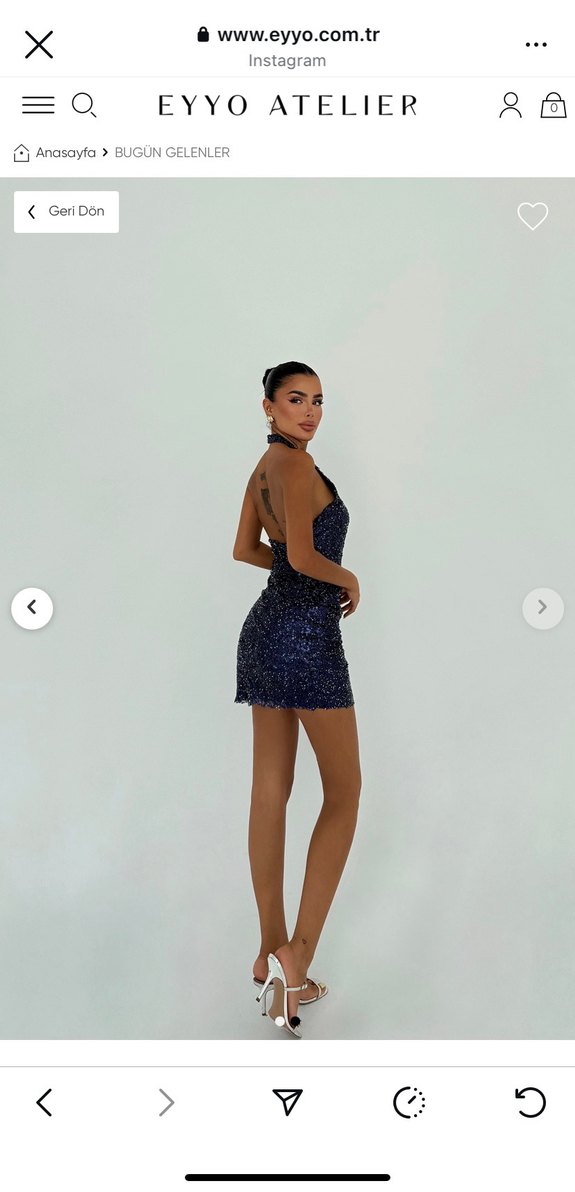 Lacivert Mini Payetli Yılan Desenli Abiye Elbise - Görsel 2