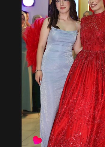 Mavi Drapeli Uzun Abiye Elbise - Görsel 2