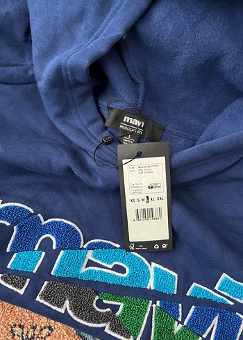 Mavi Kapüşonlu Kadın Sweatshirt - Görsel 3