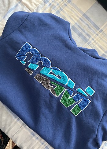 Mavi Kapüşonlu Kadın Sweatshirt - Görsel 2