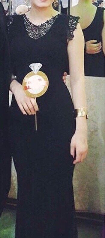 s Beden Siyah uzun elbise