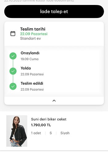 Pull and Bear Siyah Kemerli Kısa Deri Biker Ceket Pull& Bear
