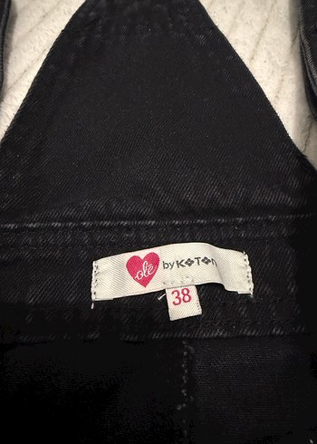 Düğmeli Siyah Kadın Kot Salopet - Görsel 3