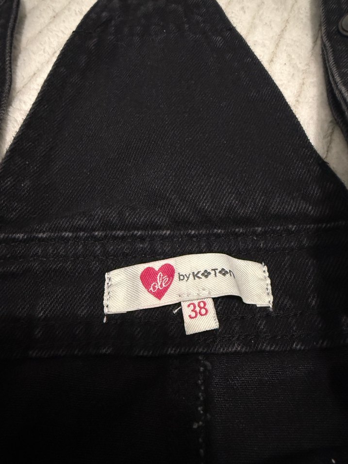 Düğmeli Siyah Kadın Kot Salopet - Görsel 3