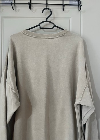 Bej  erkek / kadın Uzun Kollu Salaş Sweatshirt - Görsel 3