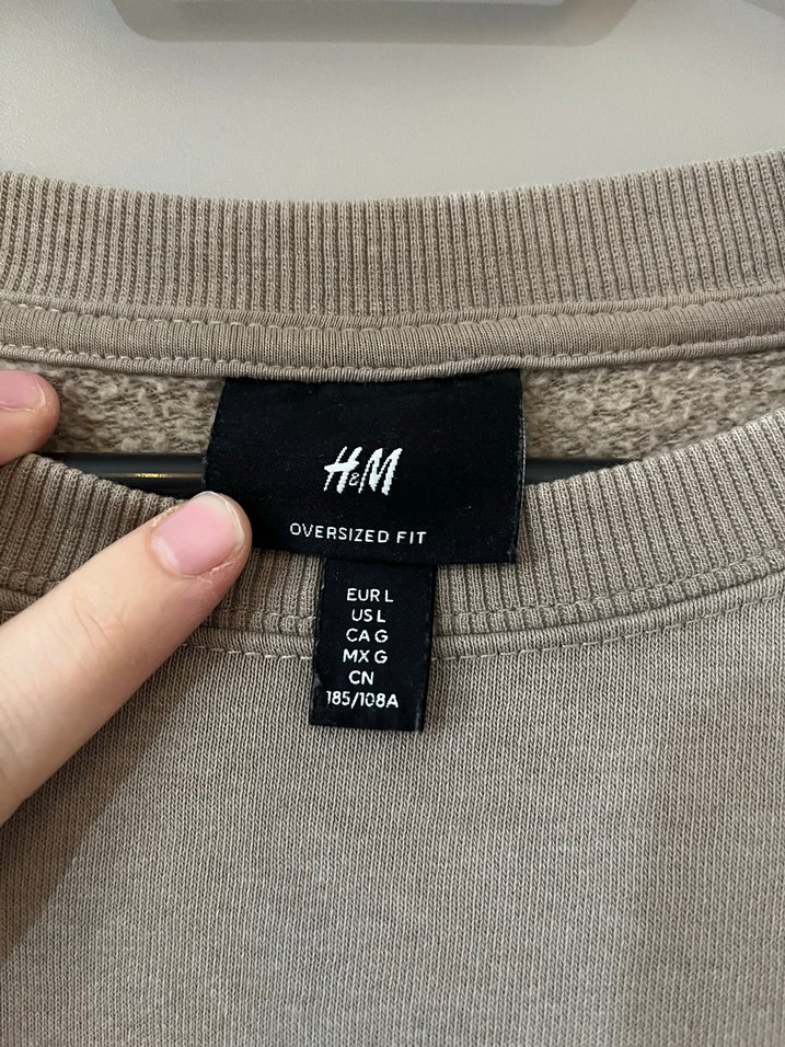 Bej  erkek / kadın Uzun Kollu Salaş Sweatshirt - Görsel 4