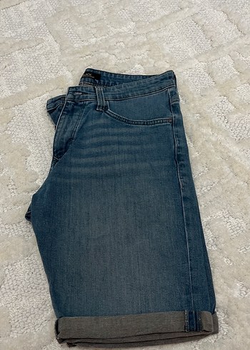 Gri Tokalı Erkek Mavi Rahat Kesim Kot Şort - Görsel 2