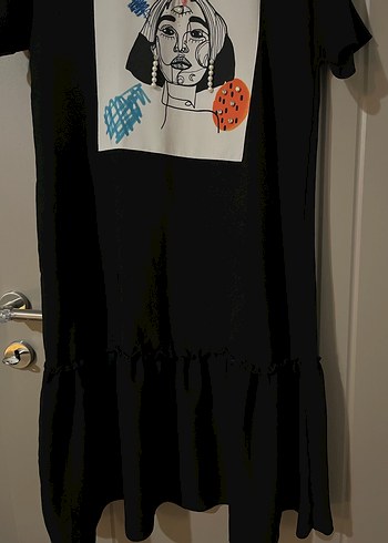 Sokak Stili Siyah Desenli Hamile Elbisesi - Görsel 3